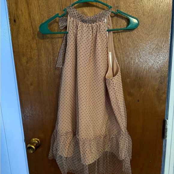 Anthropologie Tops - Anthropologie Blush Pink Polka Dot Sleeveless Blouse